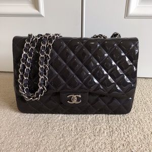 CHANEL TIMELESS/CLASSIQUE PATENT LEATHER HANDBAG